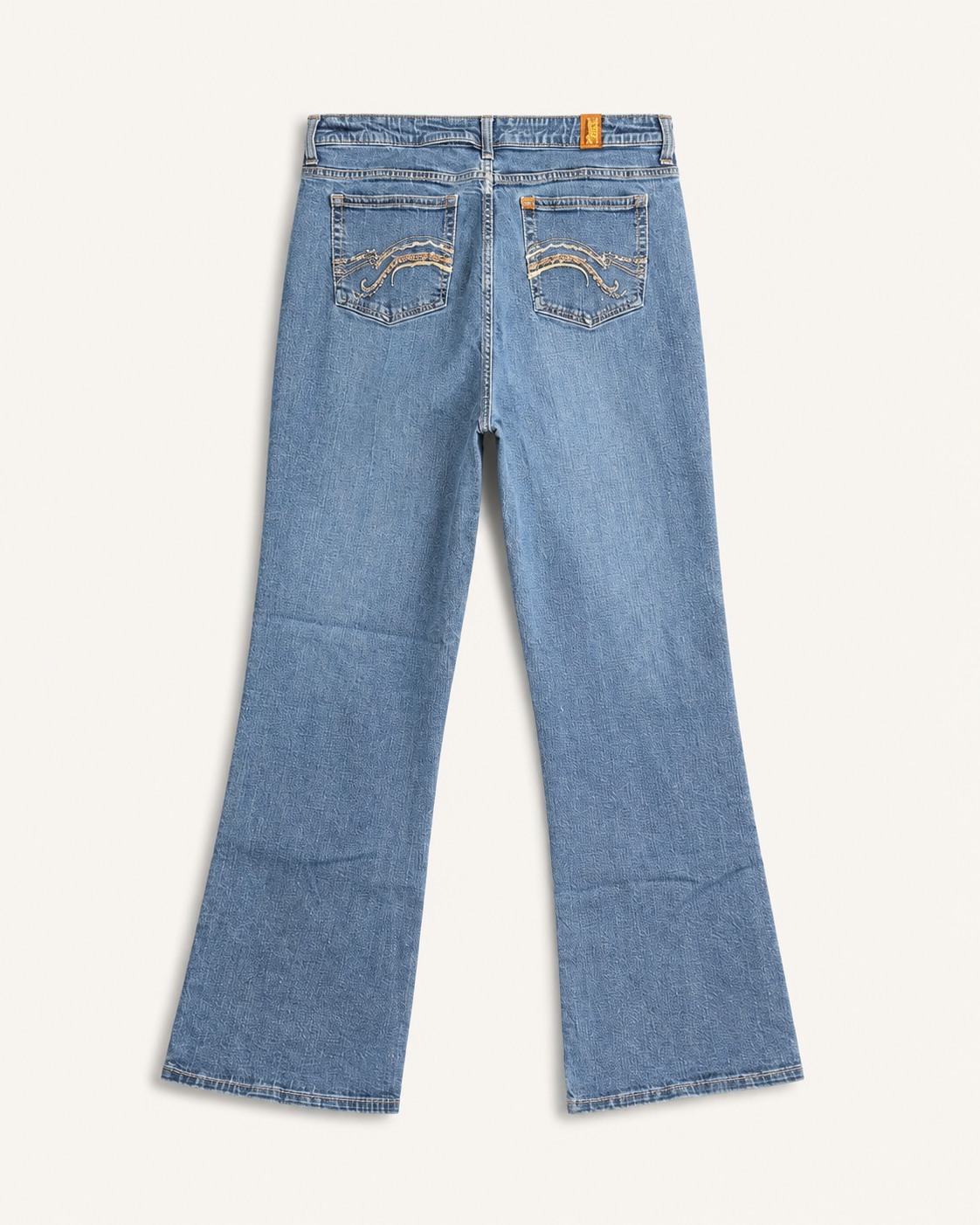 Vintage Bootcut Jeans Hellblau mit Zierstickerei – Grösse M