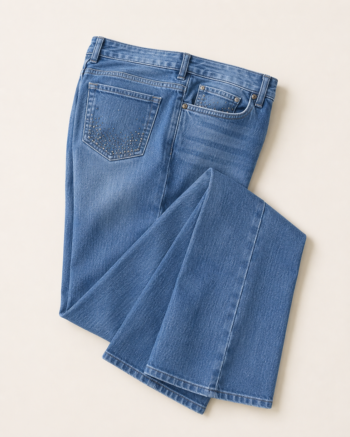 Vintage Low-Waist Jeans mit Ziernähten – Hellblau
