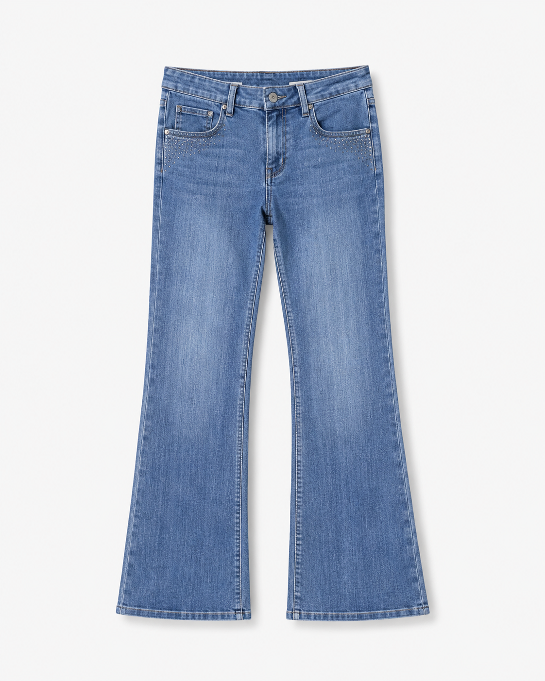 Vintage Low-Waist Jeans mit Ziernähten – Hellblau
