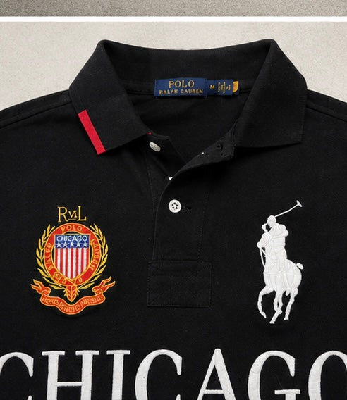Polo Ralph Lauren Chicago Big Pony Polo Schwarz Weiss Size M