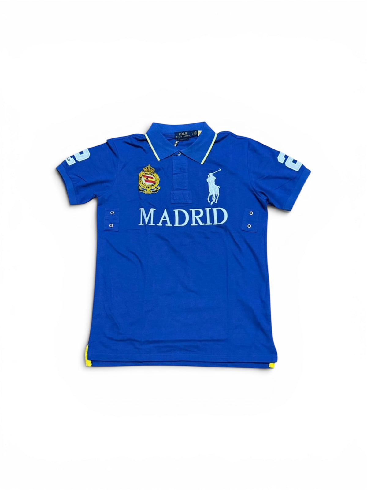 Polo Ralph Lauren Madrid Big Pony Polo Blau Weiss Gelb Size M