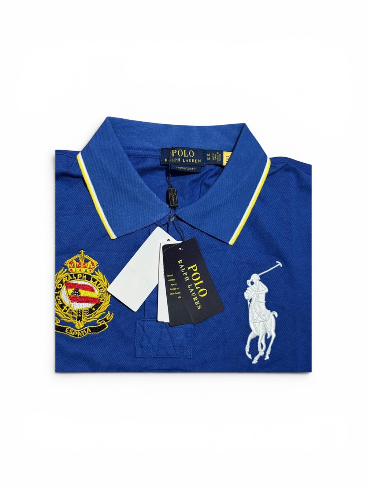 Polo Ralph Lauren Madrid Big Pony Polo Blau Weiss Gelb Size M