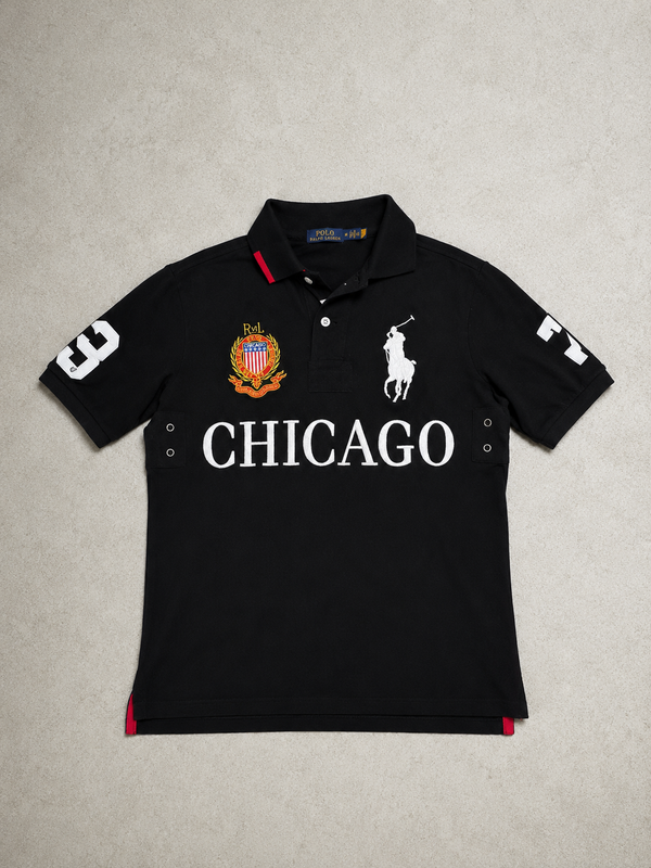 Polo Ralph Lauren Chicago Big Pony Polo Schwarz Weiss Size M